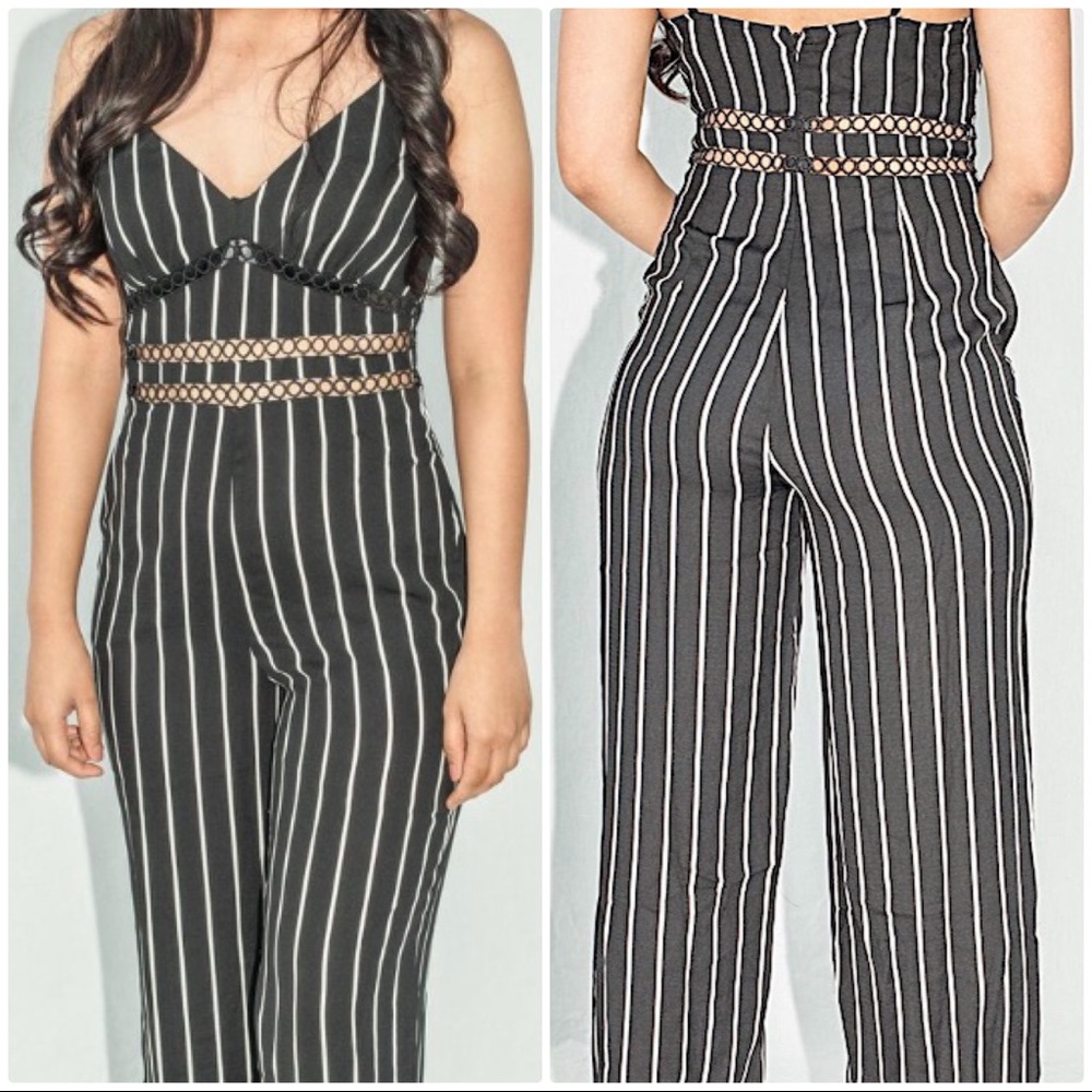 Black and White Stripe Jumpsuit BRAND NEW!